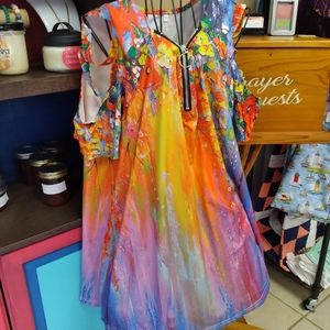 Cold shoulder polyester shirt